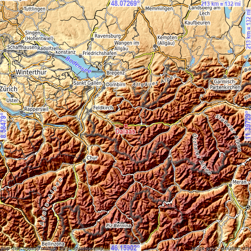 Topographic map of Dalaas