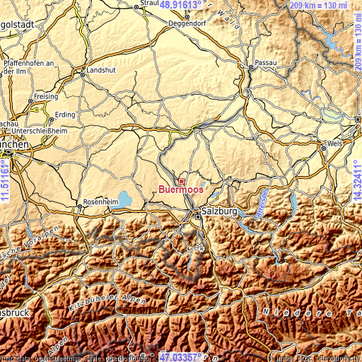 Topographic map of Bürmoos