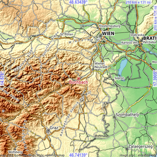 Topographic map of Buchbach