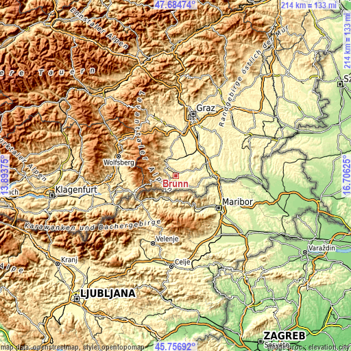 Topographic map of Brunn