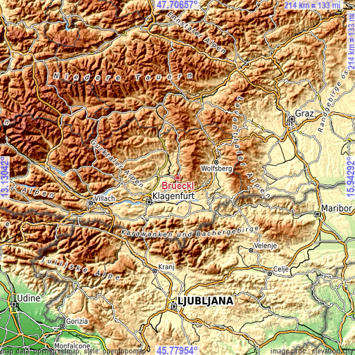 Topographic map of Brückl