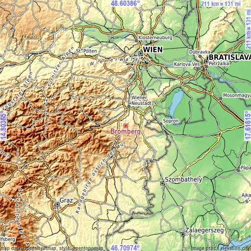 Topographic map of Bromberg