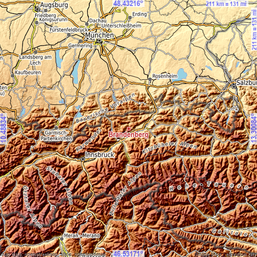 Topographic map of Brandenberg