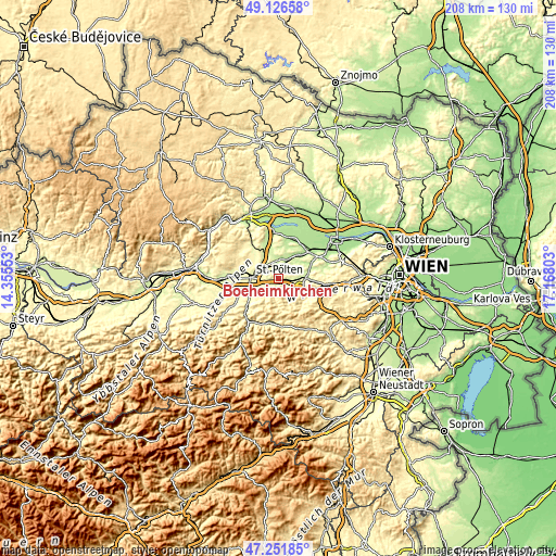 Topographic map of Böheimkirchen