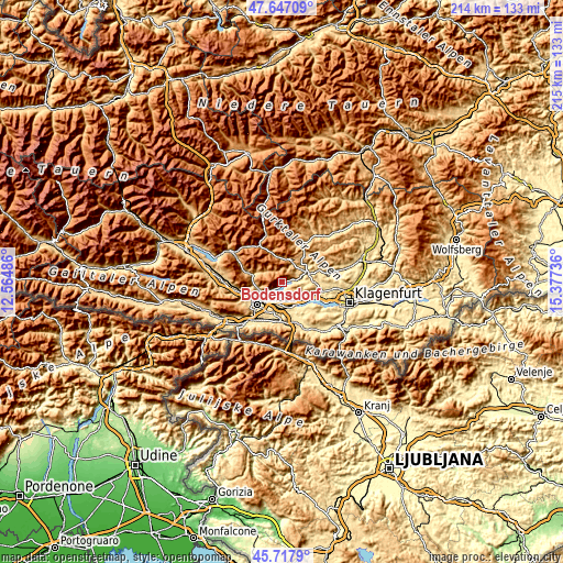 Topographic map of Bodensdorf