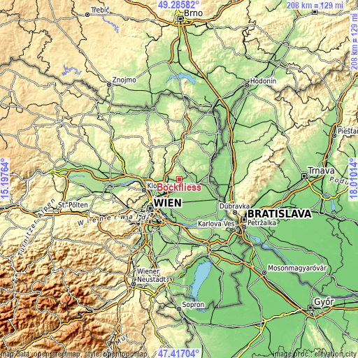 Topographic map of Bockfließ