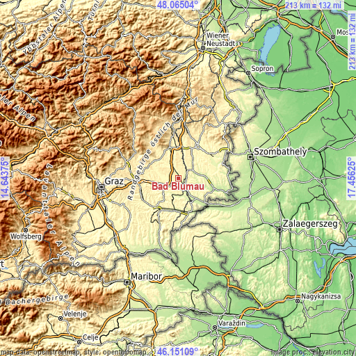 Topographic map of Bad Blumau