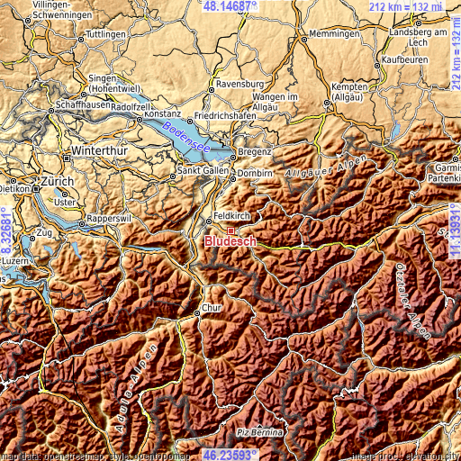 Topographic map of Bludesch