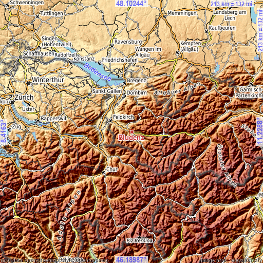 Topographic map of Bludenz