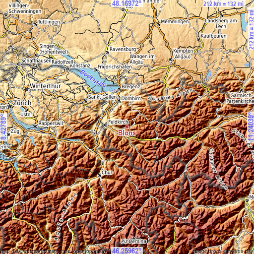 Topographic map of Blons