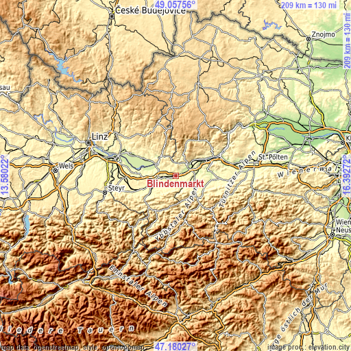 Topographic map of Blindenmarkt