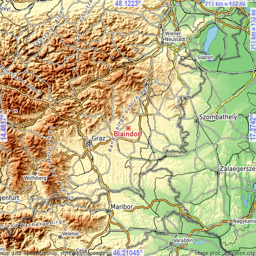 Topographic map of Blaindorf