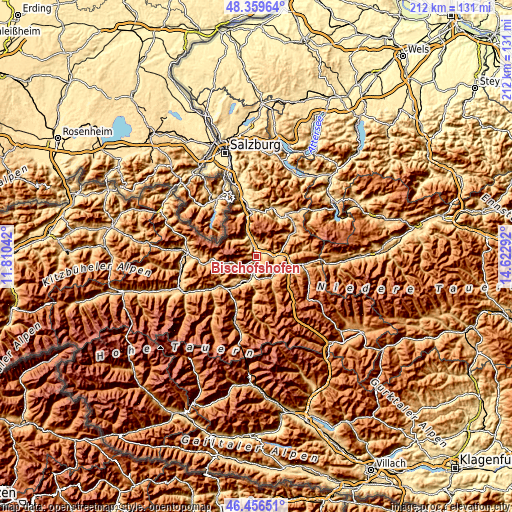 Topographic map of Bischofshofen