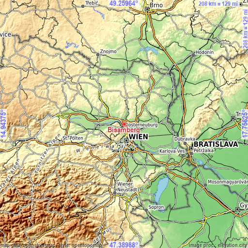 Topographic map of Bisamberg