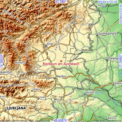 Topographic map of Bierbaum am Auersbach