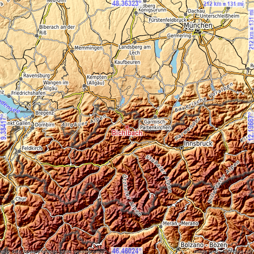 Topographic map of Bichlbach