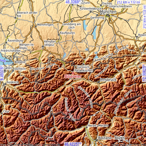 Topographic map of Biberwier