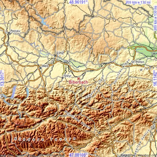 Topographic map of Biberbach