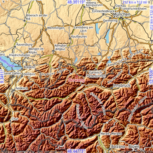 Topographic map of Berwang
