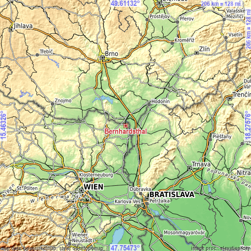 Topographic map of Bernhardsthal