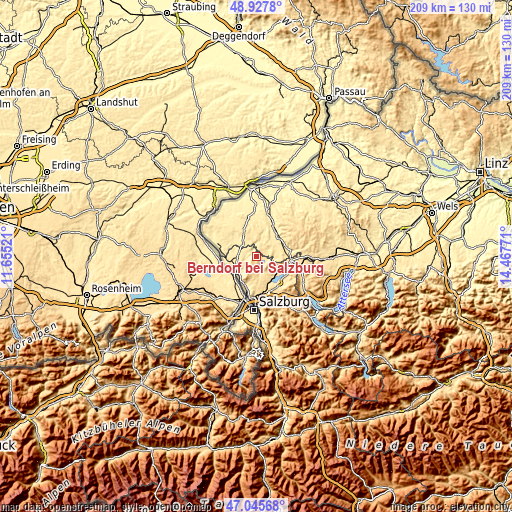 Topographic map of Berndorf bei Salzburg