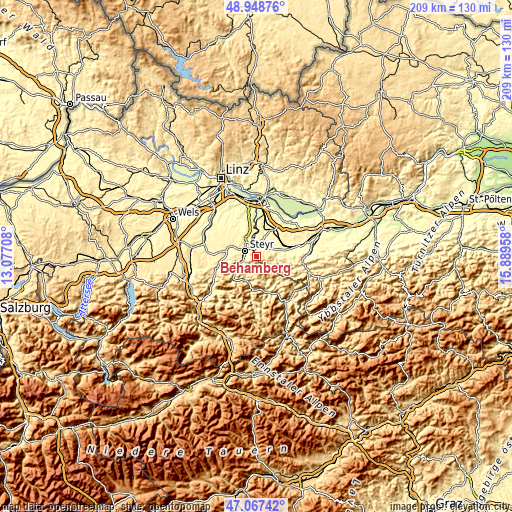 Topographic map of Behamberg