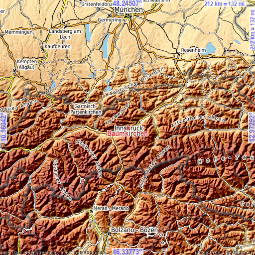 Topographic map of Baumkirchen