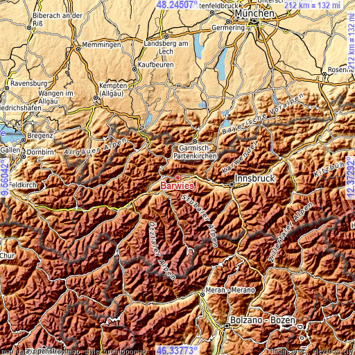 Topographic map of Barwies