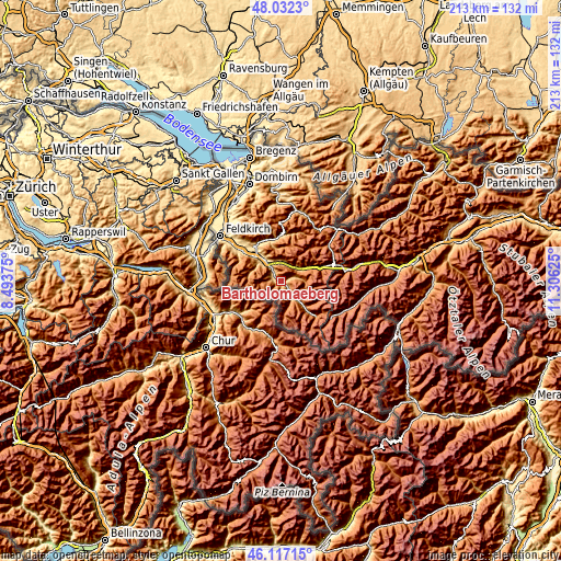 Topographic map of Bartholomäberg