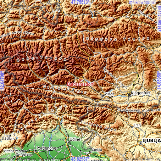 Topographic map of Baldramsdorf