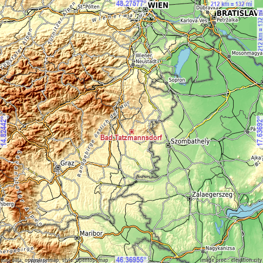 Topographic map of Bad Tatzmannsdorf