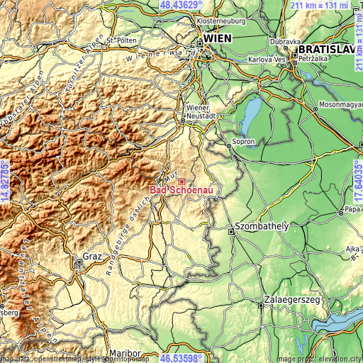 Topographic map of Bad Schönau