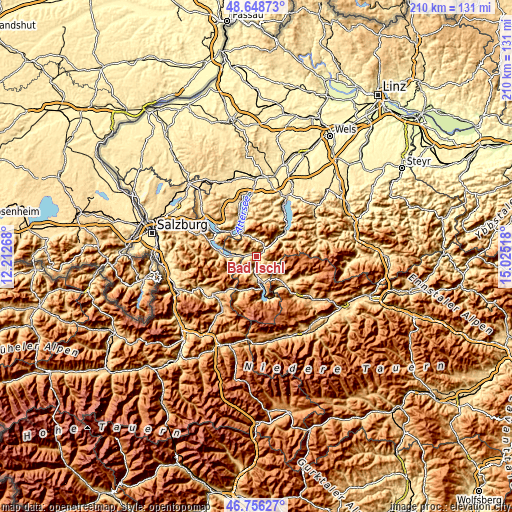 Topographic map of Bad Ischl