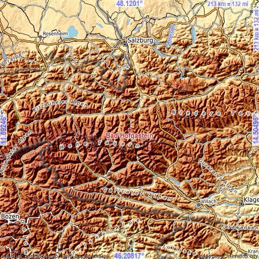 Topographic map of Bad Hofgastein