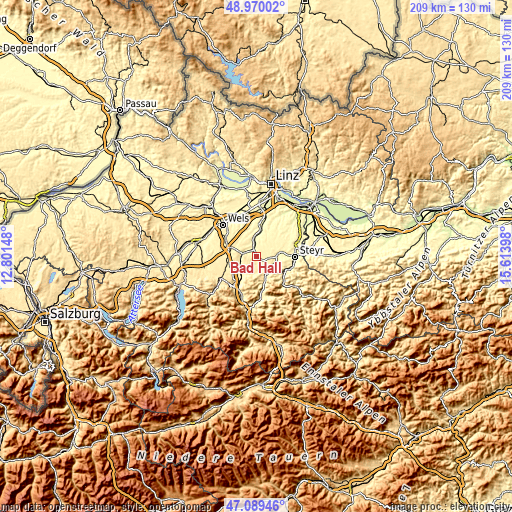 Topographic map of Bad Hall