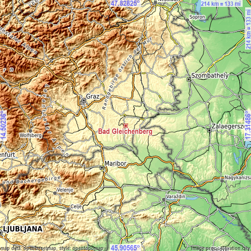 Topographic map of Bad Gleichenberg