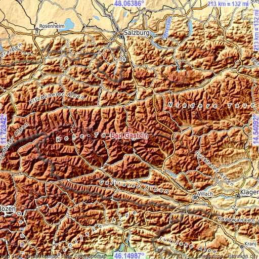 Topographic map of Bad Gastein