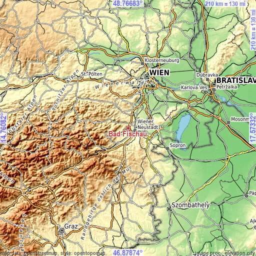 Topographic map of Bad Fischau