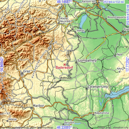 Topographic map of Badersdorf