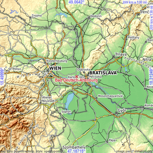 Topographic map of Bad Deutsch-Altenburg