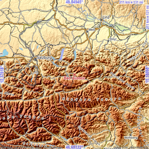 Topographic map of Bad Aussee