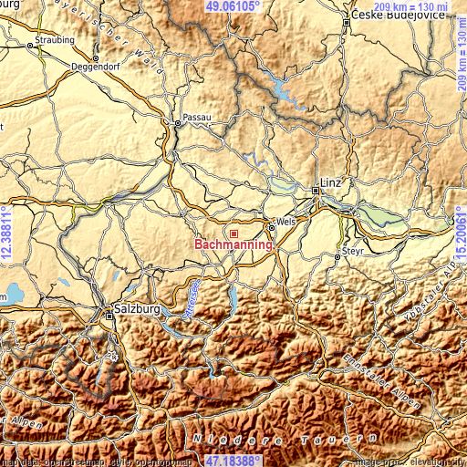 Topographic map of Bachmanning