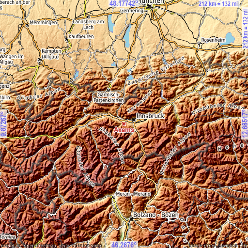 Topographic map of Axams