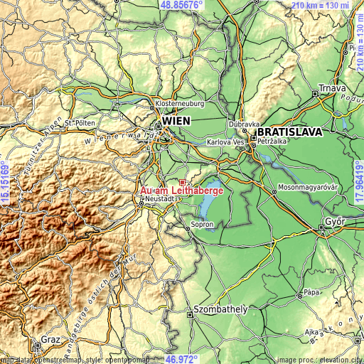 Topographic map of Au am Leithaberge