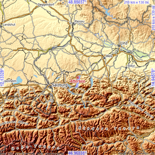 Topographic map of Attersee