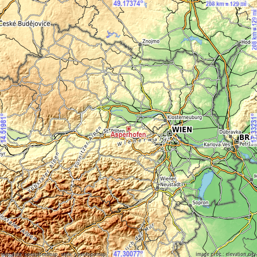 Topographic map of Asperhofen