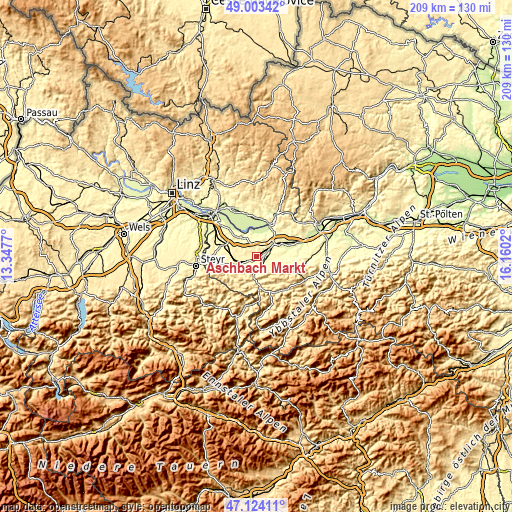 Topographic map of Aschbach Markt