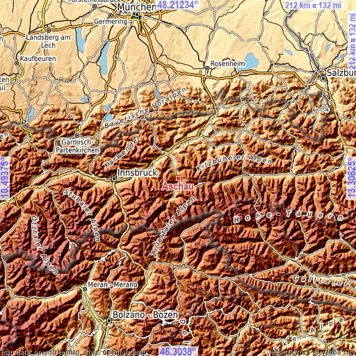 Topographic map of Aschau