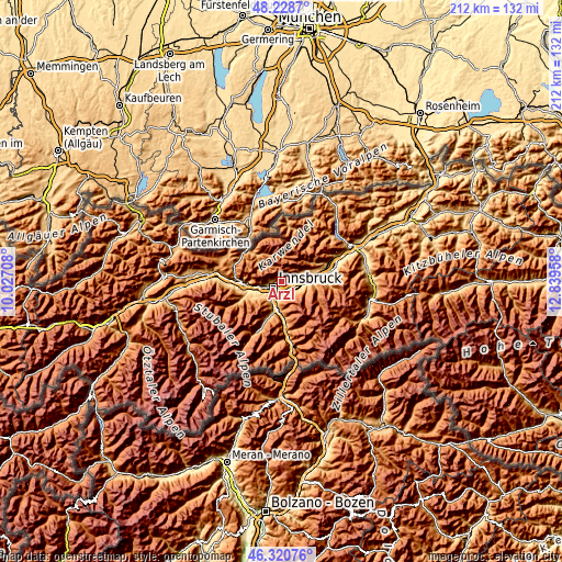 Topographic map of Arzl