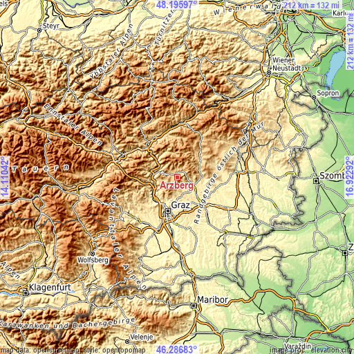 Topographic map of Arzberg